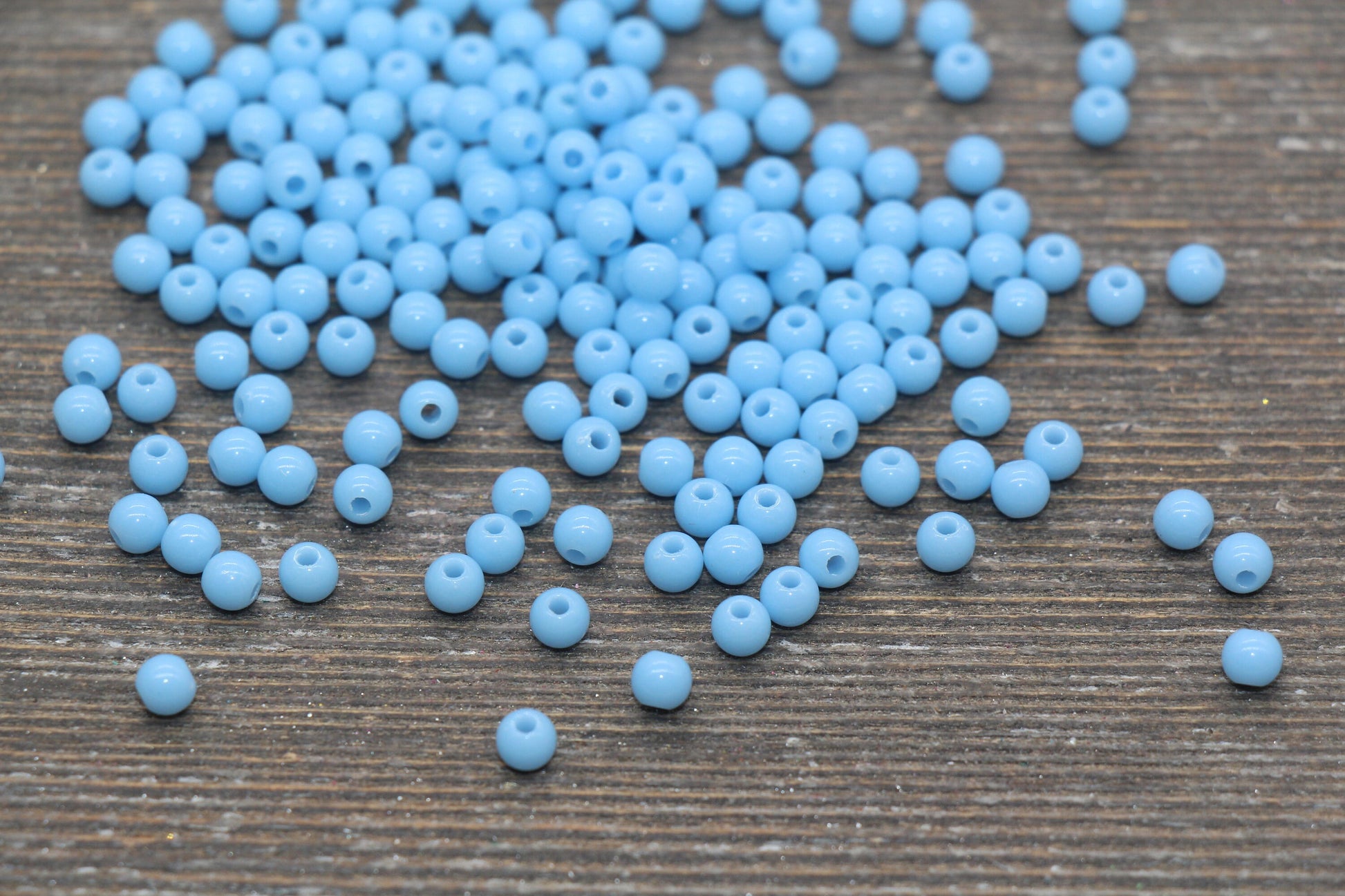 4mm Blue Round Beads, Acrylic Gumball Beads, Blue Round Spacer Beads, Bubblegum Beads, Plastic Round Smooth Bead #1322