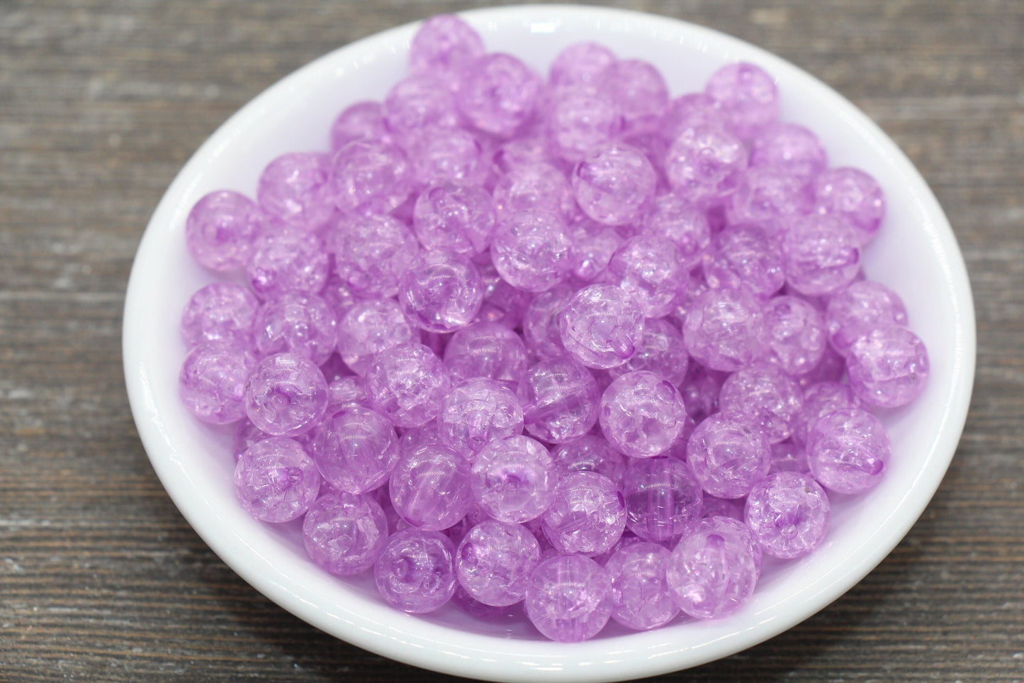 10mm Lilac Purple Crackle Gumball Beads, Acrylic Crackle Loose Beads, Bubblegum Beads, Chunky Beads, Smooth Round Plastic Beads #978