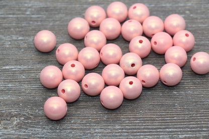 12mm Peach Shimmer Gumball Beads, Round Acrylic Loose Beads, Bubblegum Beads, Chunky Beads, Round Plastic Beads #649