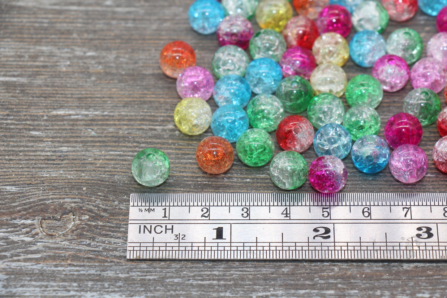 10mm Ombre Crackle Gumball Beads, Acrylic Crackle Loose Beads, Bubblegum Beads, Chunky Beads, Smooth Round Plastic Beads #530