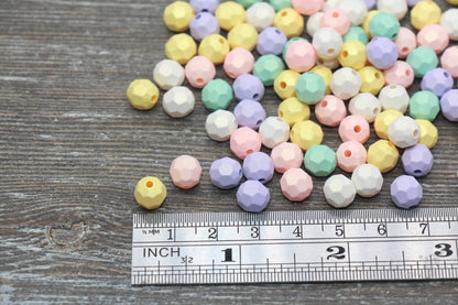 8mm Multicolored Shimmer Faceted Gumball Beads, Faceted Acrylic Loose Beads, Bubblegum Beads, Chunky Beads, Mix Gumball Beads #2541