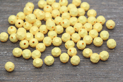 8mm Yellow Shimmer Faceted Gumball Beads, Faceted Acrylic Loose Beads, Bubblegum Beads, Chunky Beads, Yellow Gumball Beads #2546