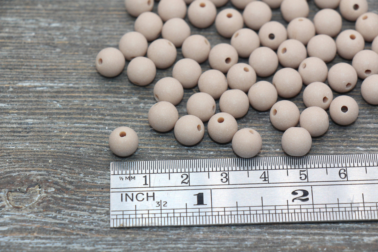 8mm Matte Tan Round Beads, Acrylic Gumball Bead, Frosted Tan Round Spacer Beads, Bubblegum Beads, Plastic Round Bead #2547