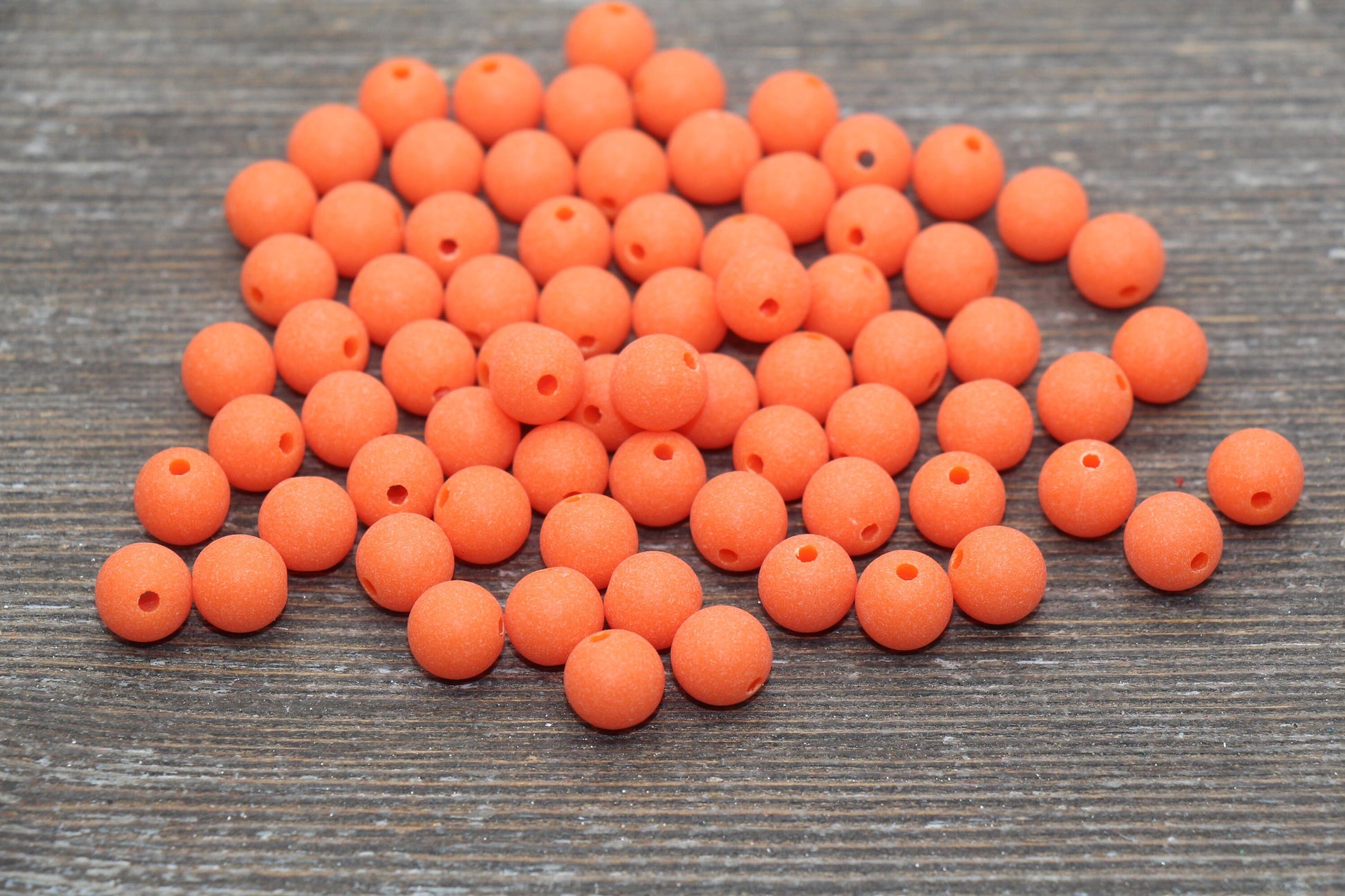 8mm Matte Orange Round Beads, Acrylic Gumball Bead, Frosted Orange Round Spacer Beads, Bubblegum Beads, Plastic Round Bead #2550