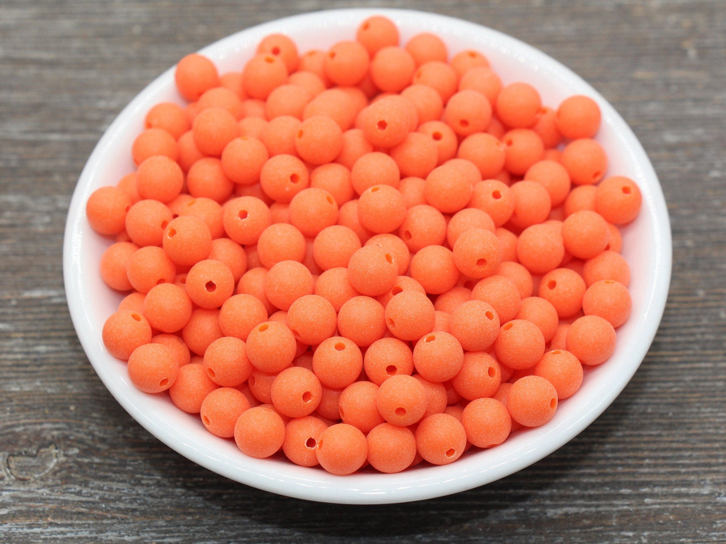 8mm Matte Orange Round Beads, Acrylic Gumball Bead, Frosted Orange Round Spacer Beads, Bubblegum Beads, Plastic Round Bead #2550