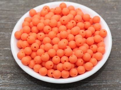 8mm Matte Orange Round Beads, Acrylic Gumball Bead, Frosted Orange Round Spacer Beads, Bubblegum Beads, Plastic Round Bead #2550