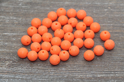 10mm Matte Orange Gumball Beads, Round Acrylic Loose Beads, Frosted Orange Bubblegum Beads, Chunky Beads, Round Plastic Beads #2551