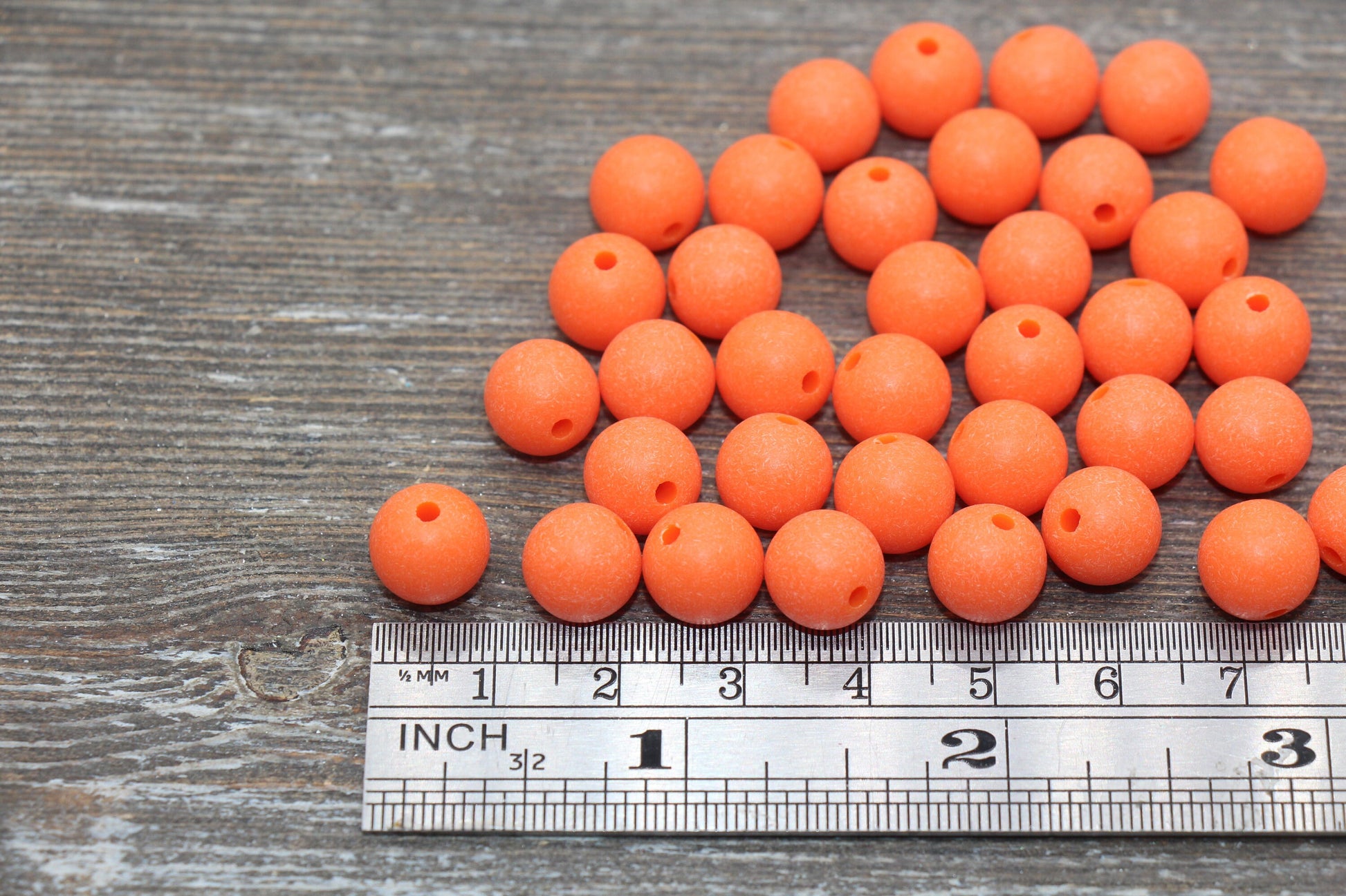 10mm Matte Orange Gumball Beads, Round Acrylic Loose Beads, Frosted Orange Bubblegum Beads, Chunky Beads, Round Plastic Beads #2551