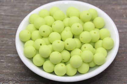 12mm Matte Lime Green Round Beads, Frosted Acrylic Round Gumball Beads, Bubblegum Beads, Chunky Beads, Plastic Round Bead #2555