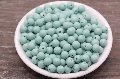 8mm Matte Dusty Green Round Beads, Acrylic Gumball Bead, Frosted Dusty Green Round Spacer Beads, Bubblegum Beads, Plastic Round Bead #2562