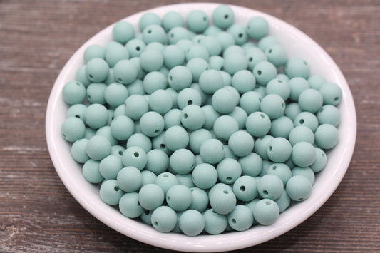 8mm Matte Dusty Green Round Beads, Acrylic Gumball Bead, Frosted Dusty Green Round Spacer Beads, Bubblegum Beads, Plastic Round Bead #2562