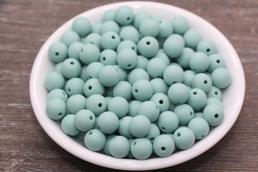 10mm Matte Dusty Green Gumball Beads, Round Acrylic Loose Beads, Frosted Dusty Green Bubblegum Beads, Chunky Beads, Round Beads #2563