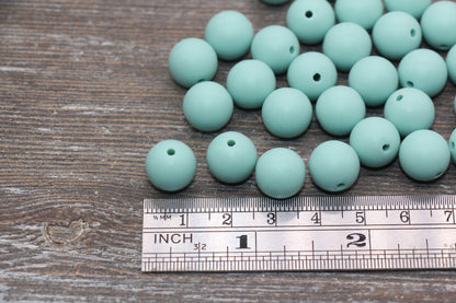 12mm Matte Dusty Green Round Beads, Frosted Acrylic Round Gumball Beads, Bubblegum Beads, Chunky Beads, Plastic Round Bead #2564