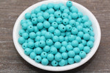 8mm Matte Turquoise Round Beads, Acrylic Gumball Bead, Frosted Turquoise Round Spacer Beads, Bubblegum Beads, Plastic Round Bead #2565