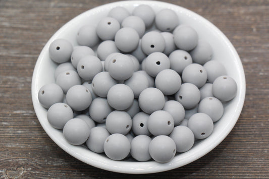 12mm Matte Gray Round Beads, Frosted Gray Acrylic Round Gumball Beads, Bubblegum Beads, Chunky Beads, Plastic Round Bead, #2570