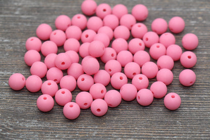 8mm Matte Pink Round Beads, Acrylic Gumball Bead, Frosted Pink Round Spacer Beads, Bubblegum Beads, Plastic Round Bead #2571