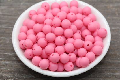 10mm Matte Pink Gumball Beads, Round Acrylic Loose Beads, Frosted Pink Bubblegum Beads, Chunky Beads, Round Beads #2572