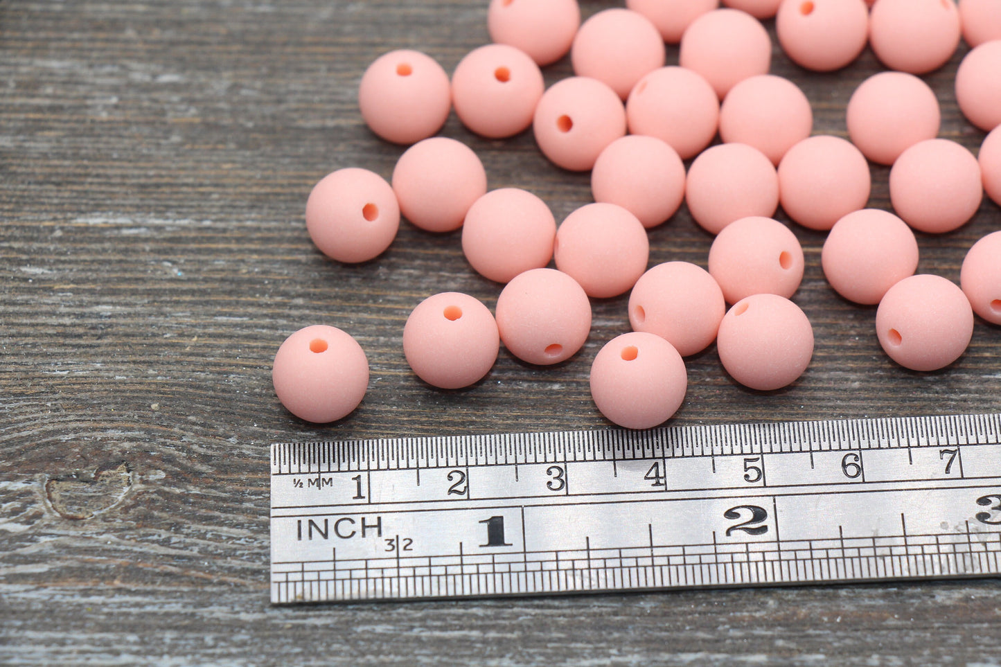 10mm Matte Peach Gumball Beads, Round Acrylic Loose Beads, Frosted Peach Bubblegum Beads, Chunky Beads, Round Beads #2575