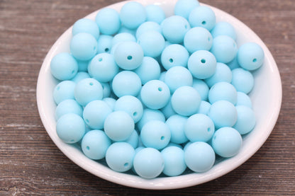 12mm Matte Pool Blue Round Beads, Frosted Blue Acrylic Round Gumball Beads, Bubblegum Beads, Chunky Beads, Plastic Round Bead, #2579