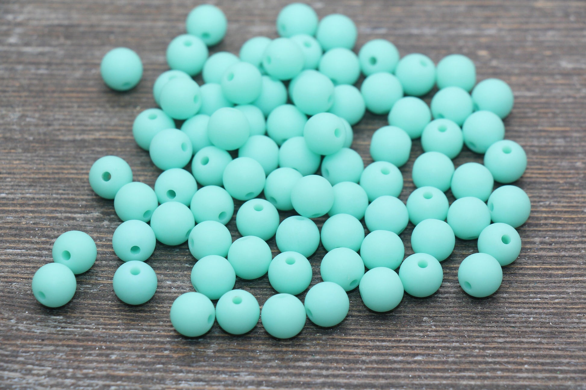 8mm Matte Mint Green Round Beads, Acrylic Gumball Bead, Frosted Mint Green Round Spacer Beads, Bubblegum Beads, Plastic Round Bead #2583