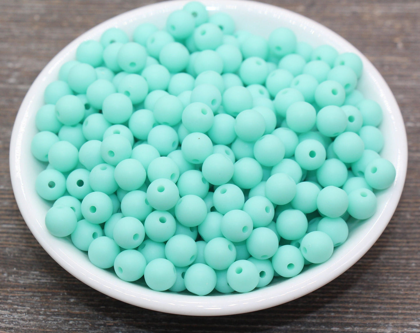 8mm Matte Mint Green Round Beads, Acrylic Gumball Bead, Frosted Mint Green Round Spacer Beads, Bubblegum Beads, Plastic Round Bead #2583