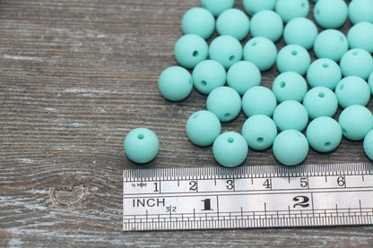 10mm Matte Mint Green Gumball Beads, Round Acrylic Loose Beads, Frosted Mint Green Bubblegum Beads, Chunky Beads, Round Beads #2584