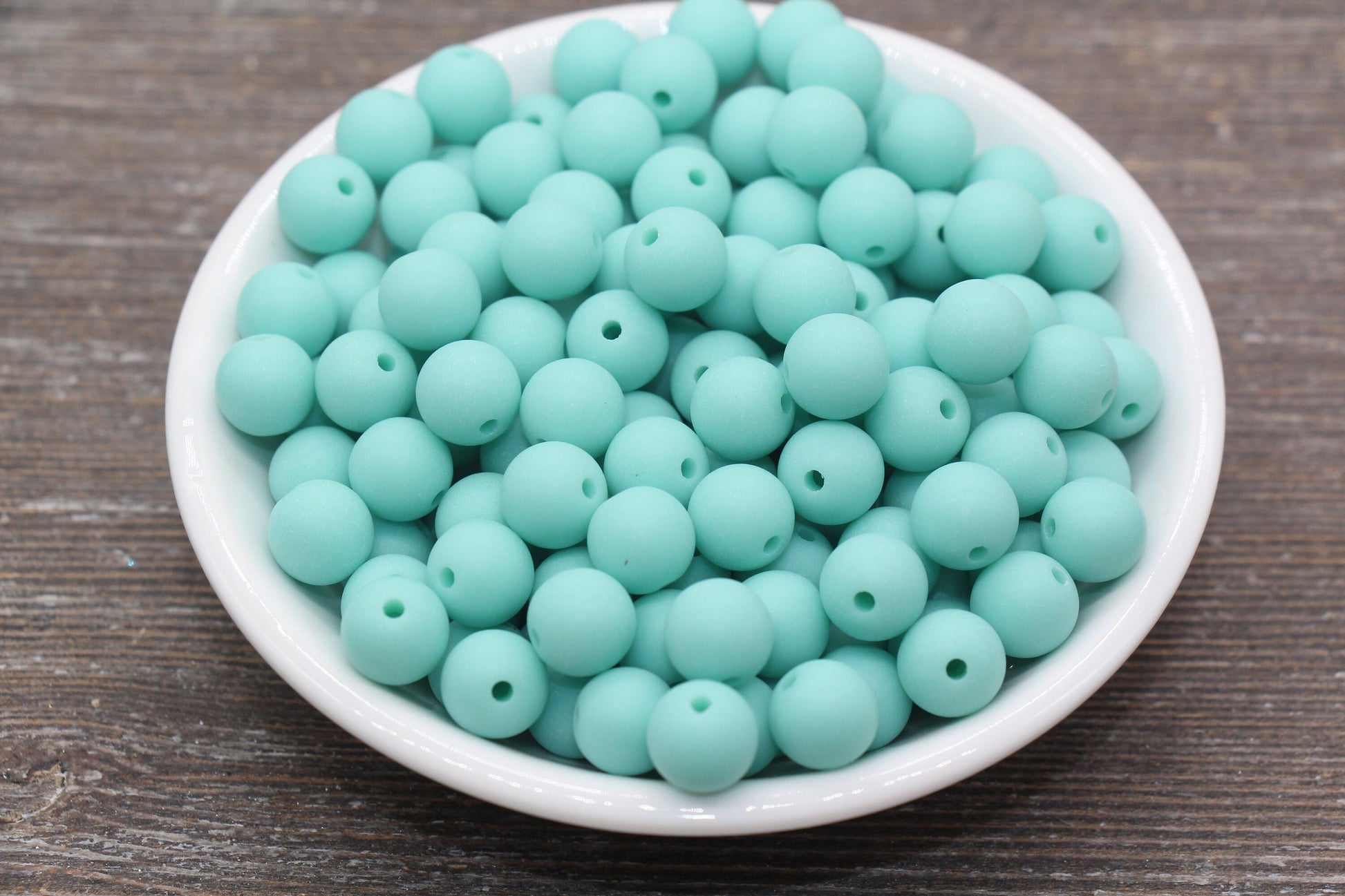 10mm Matte Mint Green Gumball Beads, Round Acrylic Loose Beads, Frosted Mint Green Bubblegum Beads, Chunky Beads, Round Beads #2584