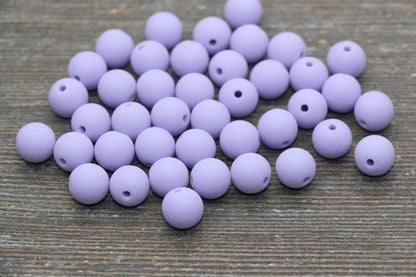 10mm Matte Lilac Gumball Beads, Round Acrylic Loose Beads, Frosted Lilac Purple Bubblegum Beads, Chunky Beads, Round Beads #2587