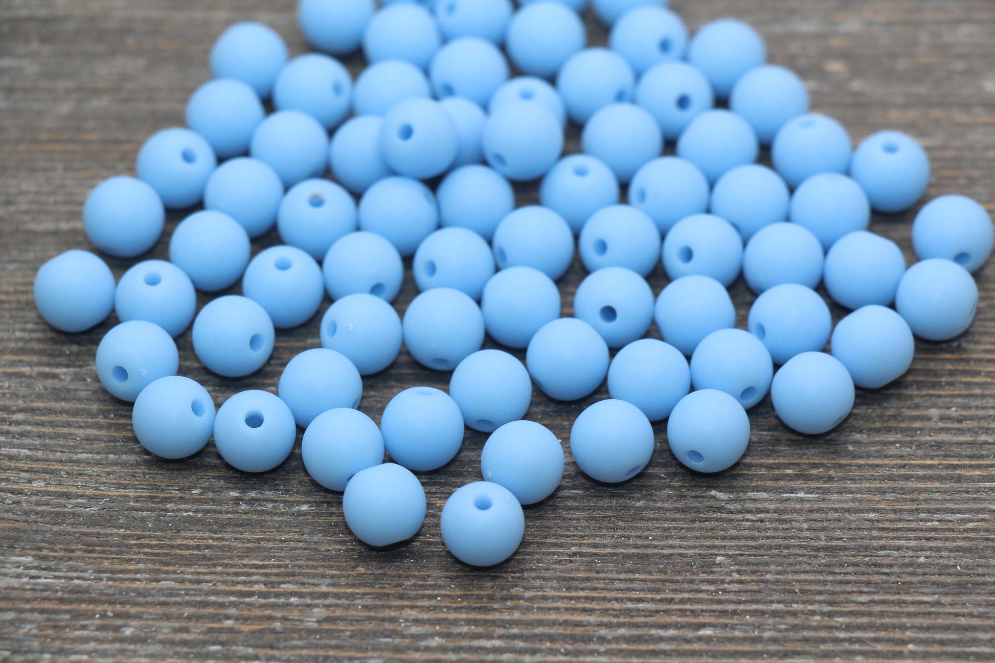 8mm Matte Dusty Blue Round Beads, Acrylic Gumball Bead, Frosted Blue Round Spacer Beads, Bubblegum Beads, Plastic Round Bead #2589
