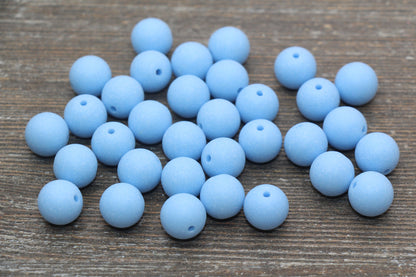 12mm Matte Dusty Blue Round Beads, Frosted Blue Acrylic Round Gumball Beads, Bubblegum Beads, Chunky Beads, Plastic Round Bead, #2591