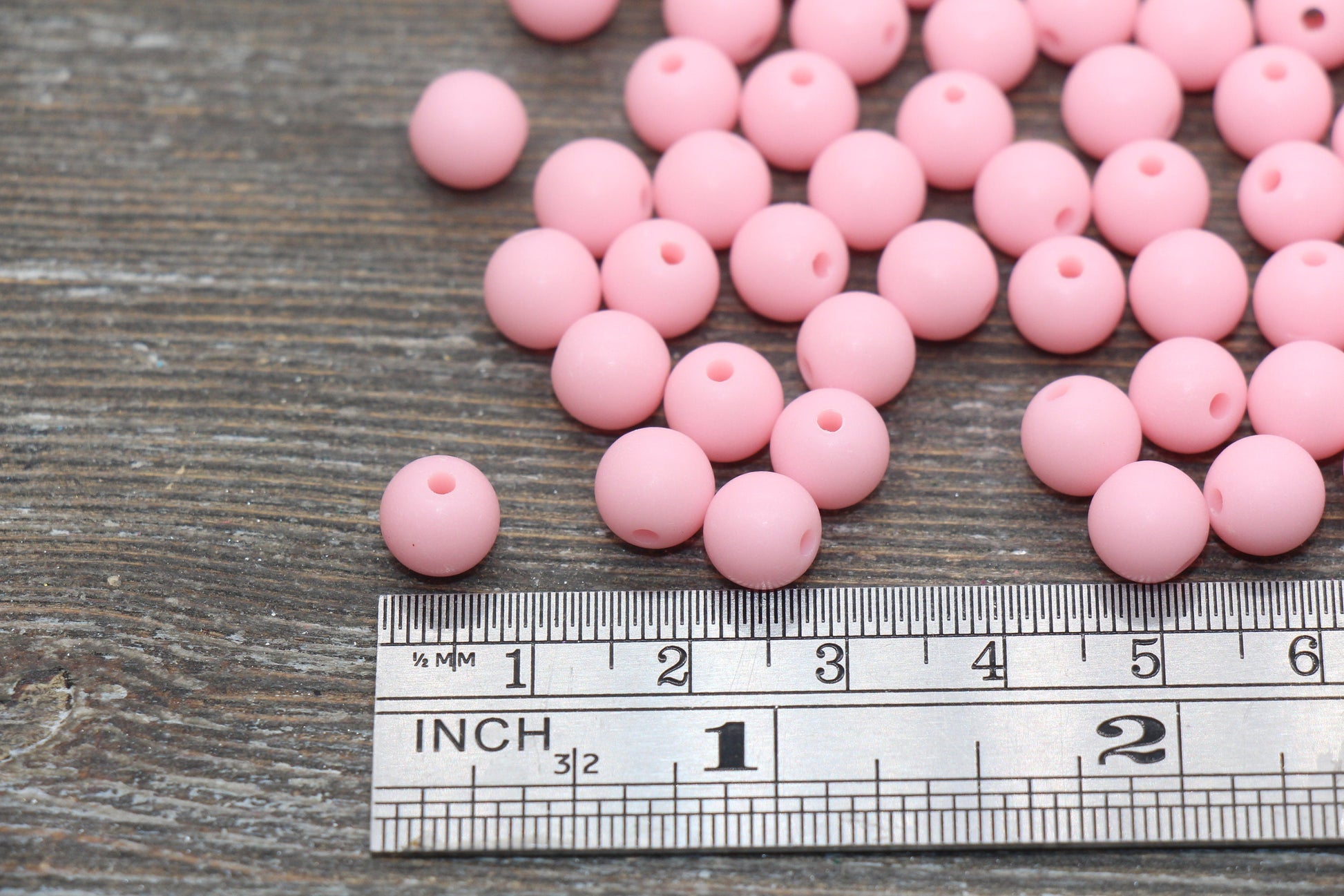 8mm Matte Pink Round Beads, Acrylic Gumball Bead, Frosted Pink Round Spacer Beads, Bubblegum Beads, Plastic Round Bead #2592