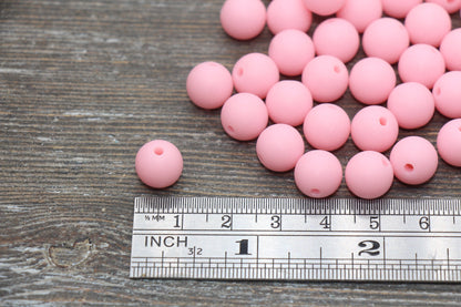 10mm Matte Pink Gumball Beads, Round Acrylic Loose Beads, Frosted Pink Bubblegum Beads, Chunky Beads, Round Beads #2593