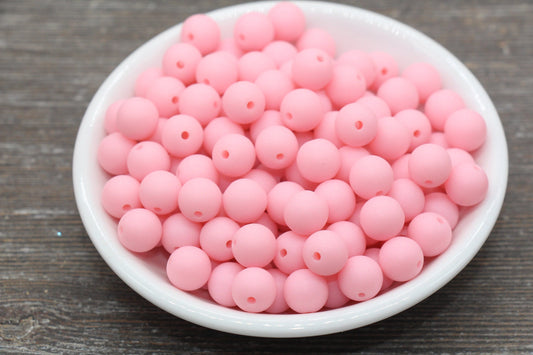 10mm Matte Pink Gumball Beads, Round Acrylic Loose Beads, Frosted Pink Bubblegum Beads, Chunky Beads, Round Beads #2593