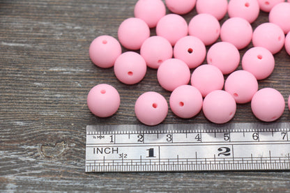 12mm Matte Pink Round Beads, Frosted Pink Acrylic Round Gumball Beads, Bubblegum Beads, Chunky Beads, Plastic Round Bead, #2594