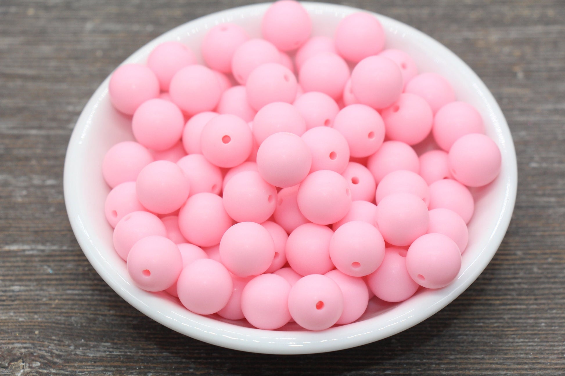 12mm Matte Pink Round Beads, Frosted Pink Acrylic Round Gumball Beads, Bubblegum Beads, Chunky Beads, Plastic Round Bead, #2594