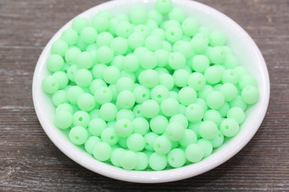 8mm Matte Light Green Round Beads, Acrylic Gumball Bead, Frosted Green Round Spacer Beads, Bubblegum Beads, Plastic Round Bead #2595