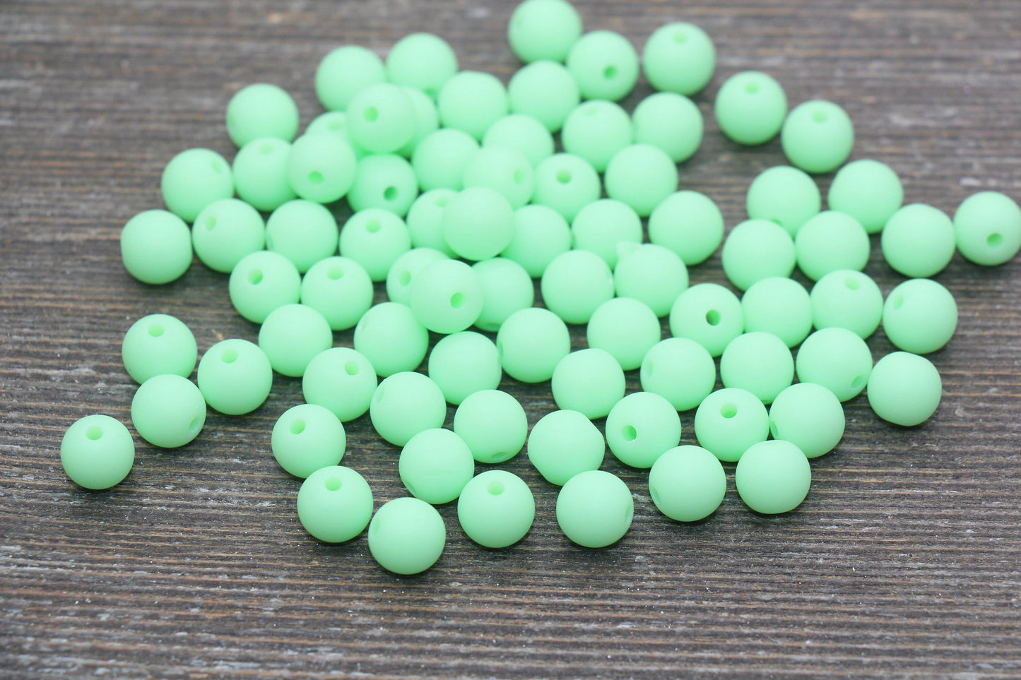 8mm Matte Light Green Round Beads, Acrylic Gumball Bead, Frosted Green Round Spacer Beads, Bubblegum Beads, Plastic Round Bead #2595