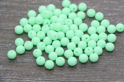 8mm Matte Light Green Round Beads, Acrylic Gumball Bead, Frosted Green Round Spacer Beads, Bubblegum Beads, Plastic Round Bead #2595