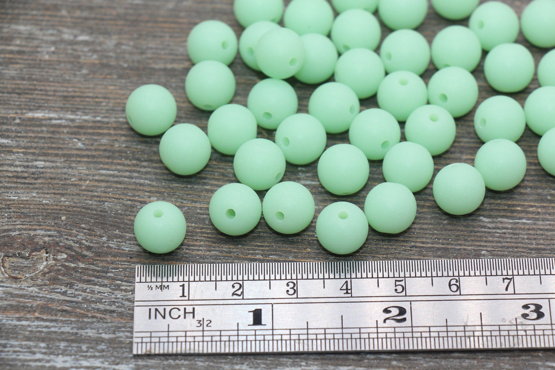 10mm Matte Light Green Gumball Beads, Round Acrylic Loose Beads, Frosted Green Bubblegum Beads, Chunky Beads, Round Beads #2596