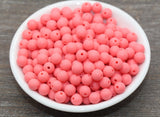 8mm Matte Watermelon Pink Round Beads, Acrylic Gumball Bead, Frosted Pink Round Spacer Beads, Bubblegum Beads, Plastic Round Bead #2598