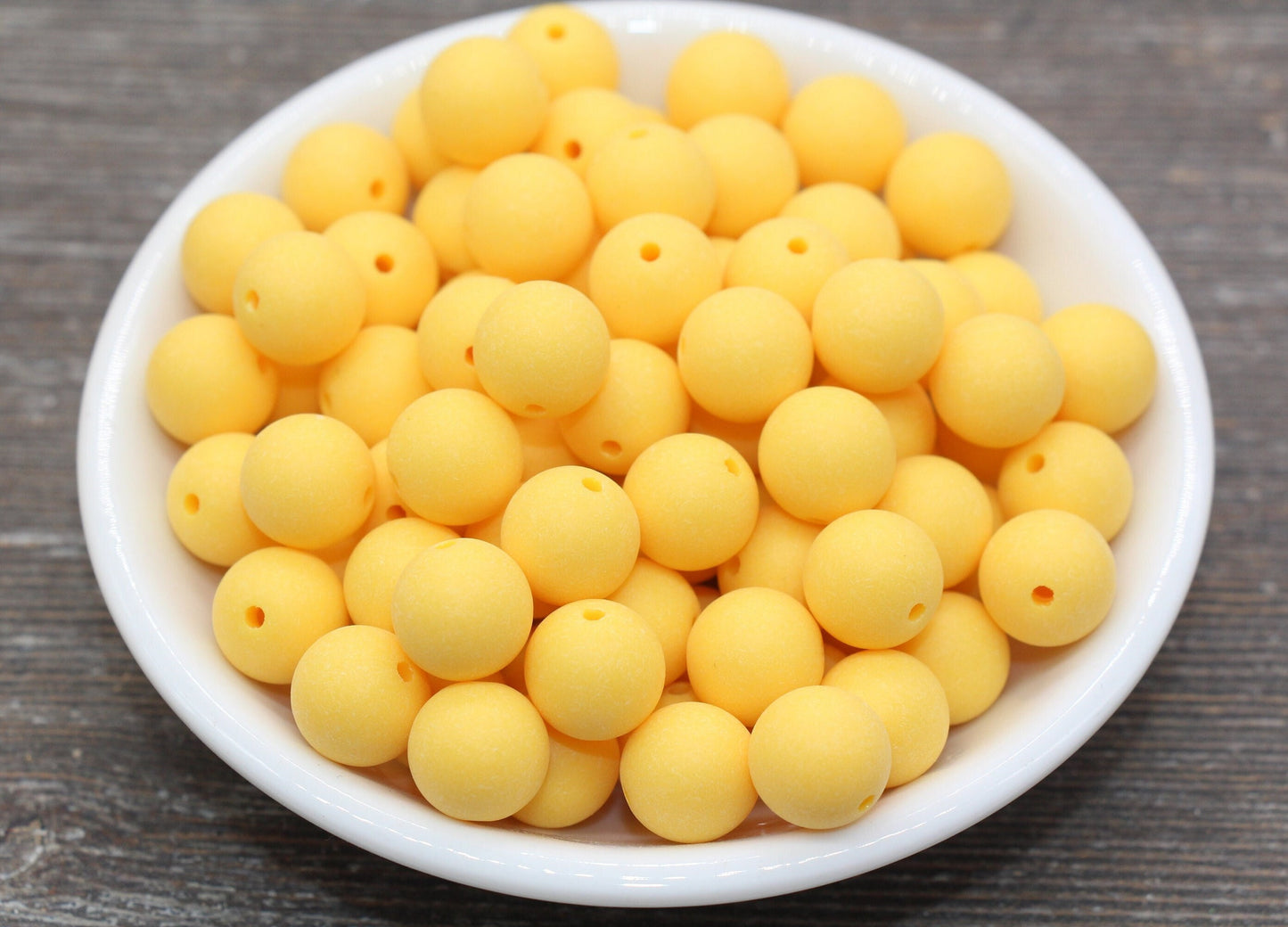 12mm Matte Yellow Round Beads, Frosted Yellow Acrylic Round Gumball Beads, Bubblegum Beads, Chunky Beads, Plastic Round Bead, #2605