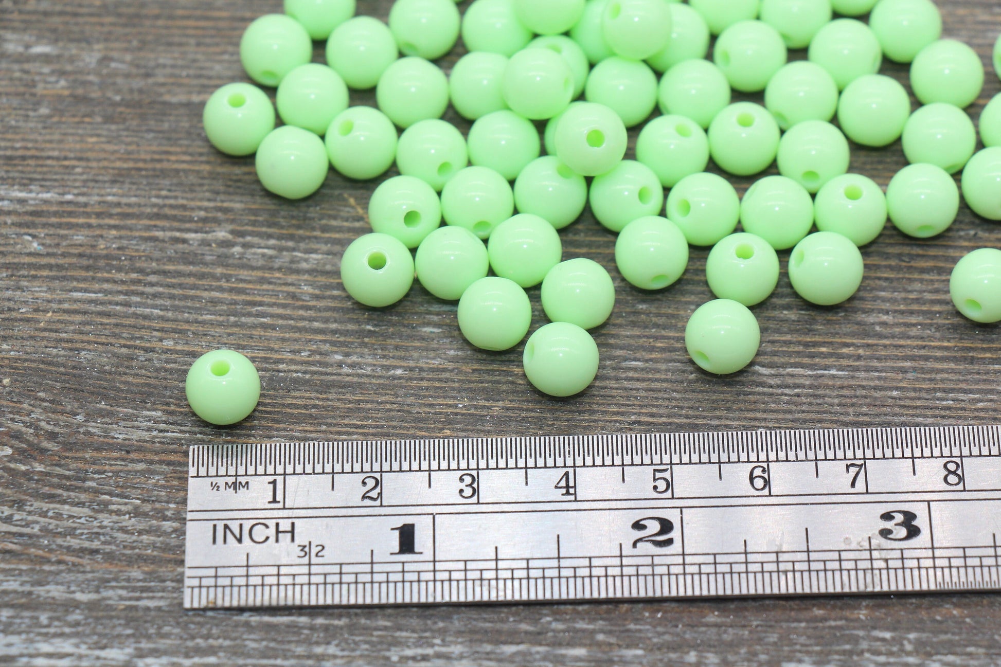 8mm Mint Green Round Gumball Beads, Mint Acrylic Loose Beads, Bubblegum Beads, Chunky Beads, Smooth Round Beads, Jewelry Making Beads #2609