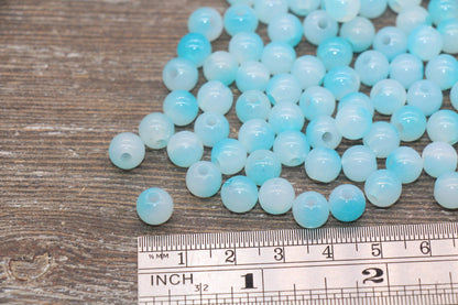 8mm Blue Ombre Round Beads, Acrylic Gumball Bead, Blue Round Beads, Bubblegum Beads, Plastic Round Bead, Jewelry Beads #2616