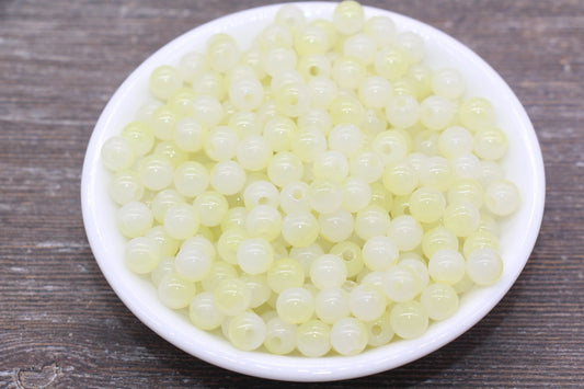 8mm Light Yellow Ombre Round Beads, Acrylic Gumball Bead, Yellow Round Beads, Bubblegum Beads, Plastic Round Bead, Jewelry Beads #2618