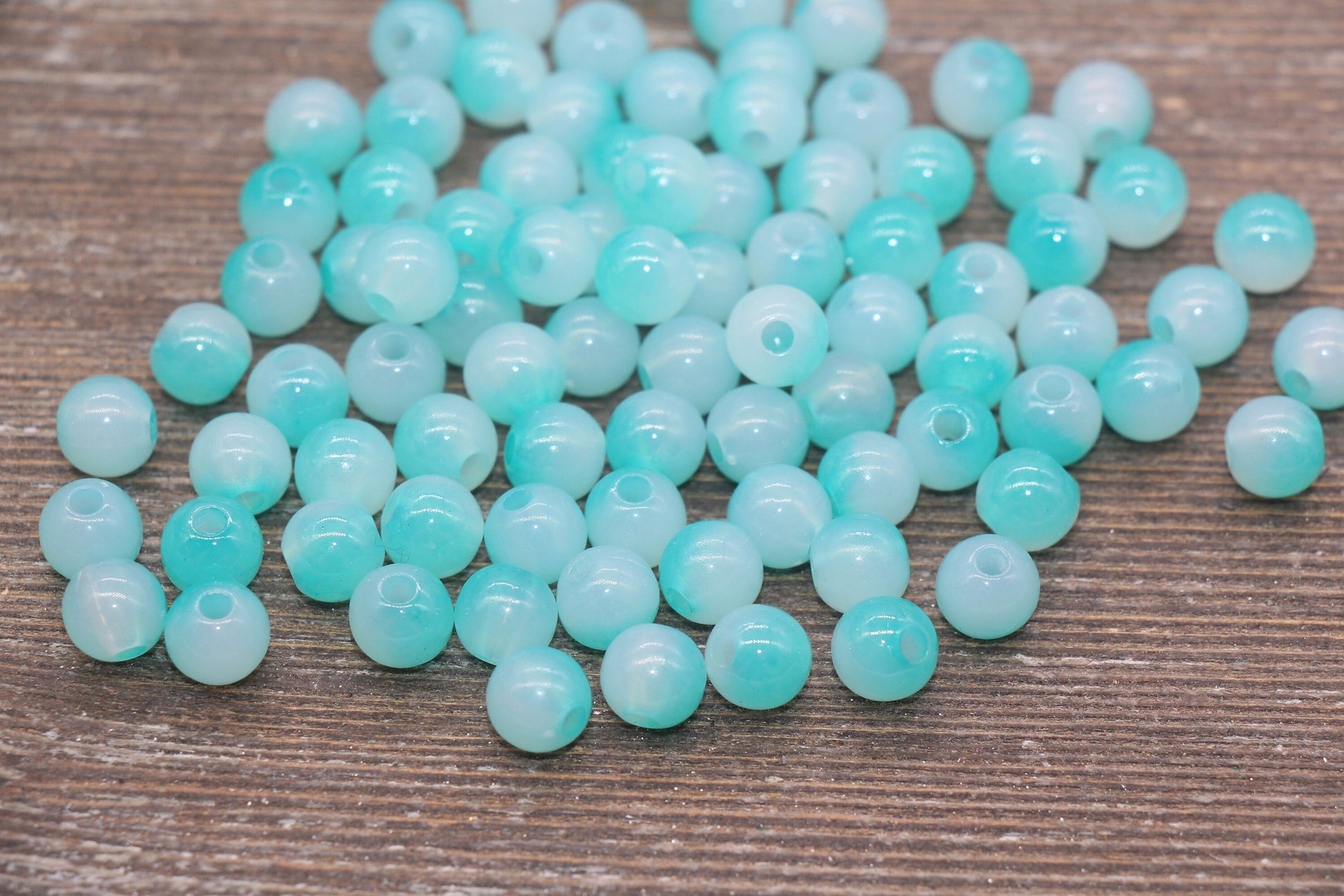 8mm Ocean Blue Ombre Round Beads, Acrylic Gumball Bead, Blue Round Beads, Bubblegum Beads, Plastic Round Bead, Jewelry Beads #2619