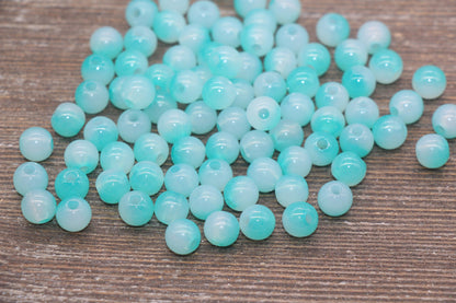 8mm Ocean Blue Ombre Round Beads, Acrylic Gumball Bead, Blue Round Beads, Bubblegum Beads, Plastic Round Bead, Jewelry Beads #2619