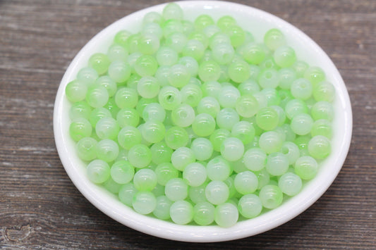 8mm Green Ombre Round Beads, Acrylic Gumball Bead, Green Round Beads, Bubblegum Beads, Plastic Round Bead, Jewelry Beads #2620