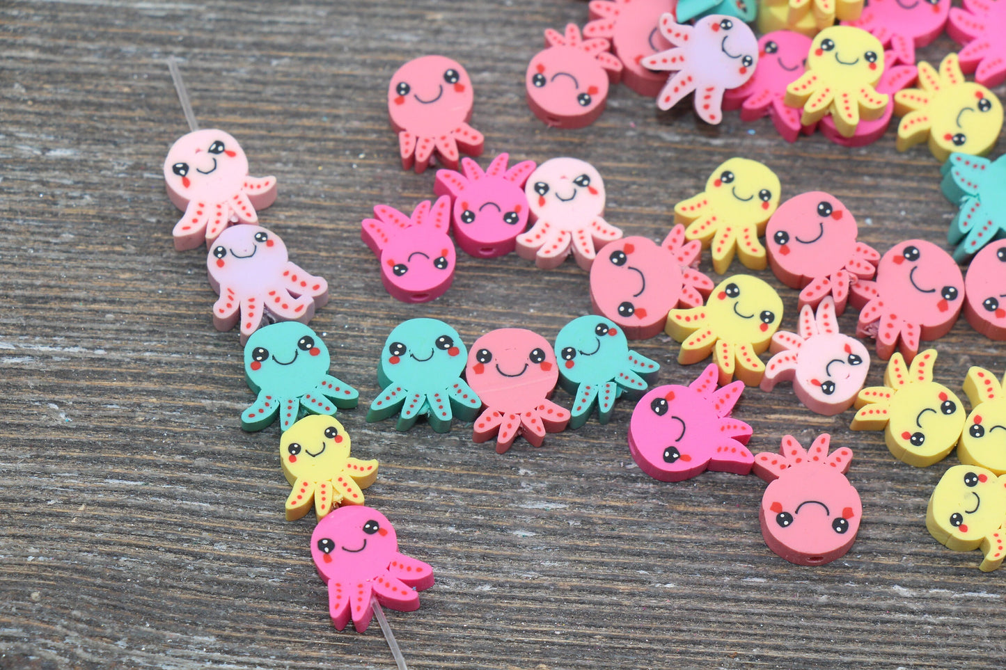 Kawaii Octopus Polymer Clay Beads, Happy Octopus Clay Beads, Jewelry Beads, Beads for Bracelet #171