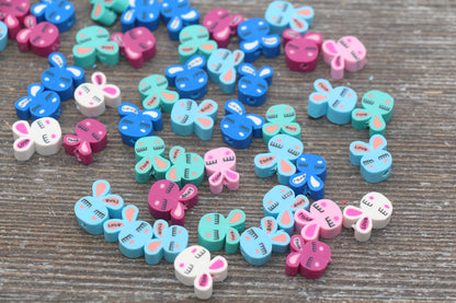 Kawaii Bunny Polymer Clay Beads, Bunny Rabbit Clay Beads, Jewelry Beads, Beads for Bracelet #172