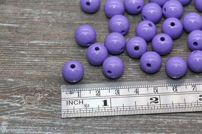 12mm Purple Gumball Beads, Round Acrylic Purple Loose Beads, Bubblegum Beads, Chunky Beads, Bubble Gum Beads, Smooth Round Beads #635